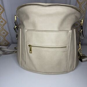 Fawn  Original  Diaper Bag Back Pack Gold Hardware Adjustable Straps Gray
